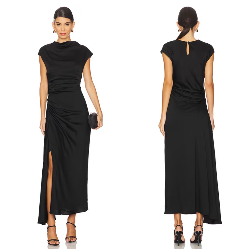 Simkhai Burke Draped Midi Dress In Black Size 2